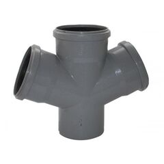 Крестовина ПП (полипропилен) для канализации (полипропилен) для канализации косая 45гр. Дн 110-110-110, с уплотнительным кольцом