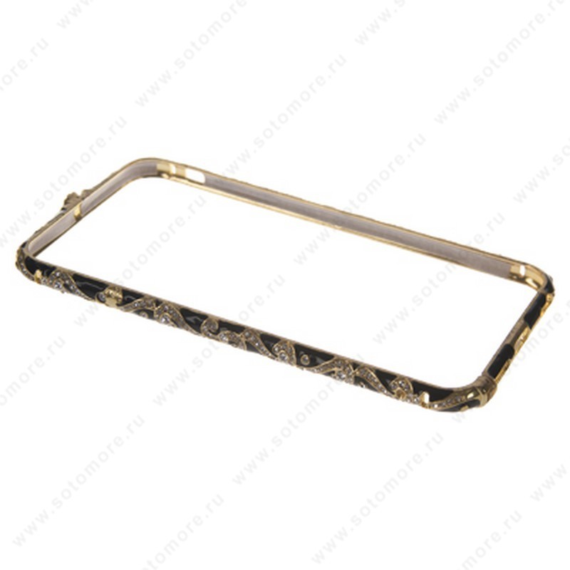 Бампер Heimeiren металический для iPhone 6s Plus/ 6 Plus стразы золото с черным