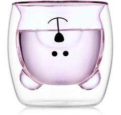 Стеклянный стакан с двойными стенками розового цвета в форме медведя "Мишка", 250 мл
