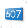 Номер на дверь 607, табличка на дверь для офиса, квартиры, кабинета, аудитории, склада, голубая 120х70 мм, Айдентика Технолоджи