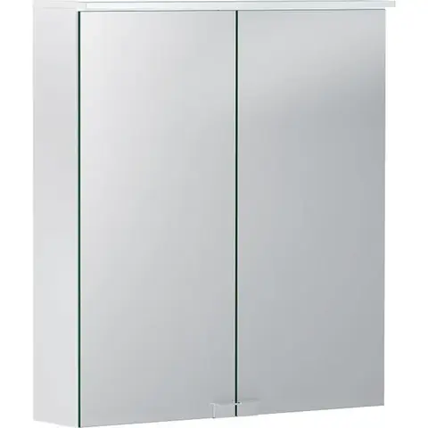 Зеркальный шкаф Geberit Option Basic с подсветкой, две двери: B=60см, H=67.5см, T=14см, Тип штекера=CEE 7/16, белый / лакированный матовый, с зеркальным покрытием внутри и снаружи