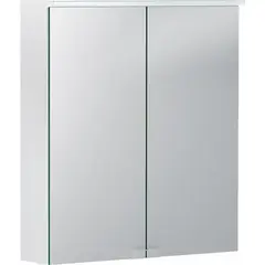 Зеркальный шкаф Geberit Option Basic с подсветкой, две двери: B=60см, H=67.5см, T=14см, Тип штекера=CEE 7/16, белый / лакированный матовый, с зеркальным покрытием внутри и снаружи фото