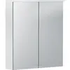 Зеркальный шкаф Geberit Option Basic с подсветкой, две двери: B=60см, H=67.5см, T=14см, Тип штекера=CEE 7/16, белый / лакированный матовый, с зеркальным покрытием внутри и снаружи