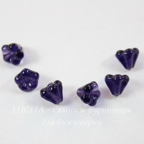 Бусина Bell Shaped Flower Колокольчик, 6х4 мм, черничная