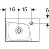 Раковина Geberit Xeno²: Белый / Специальное керамическое покрытие KeraTect, B=40см, H=12.5см, T=28см, Отверстие под смеситель=Правая, Перелив=Без