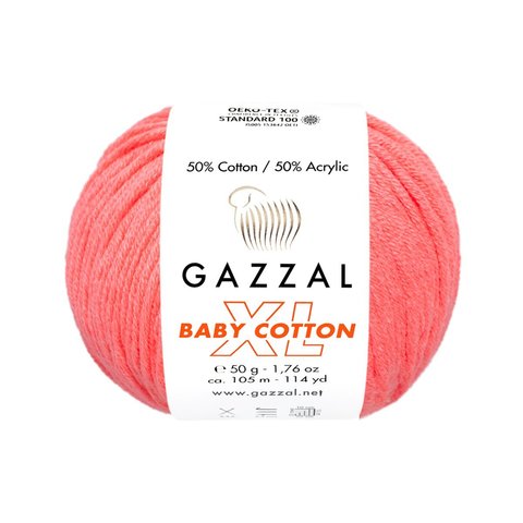 Пряжа Gazzal Baby Cotton XL 3460 розовый неон