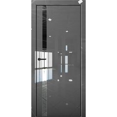 Купить Межкомнатная дверь глянец Pt 7 Платина crystall gray алюминиевая кромка Al Black Edition остеклённая
