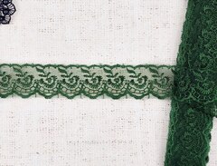 Вышивка на органзе, ш. 4,3 см, тёмно-зелёный
