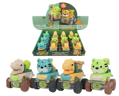 Машина Дино/Кот с Шестеренками и Светом, в уп 12шт. цена за шт.