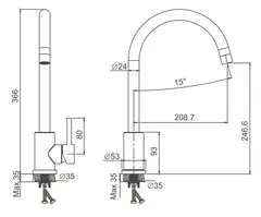 Смеситель для кухни BELZ B70809-1 нержавеющая сталь, сатин