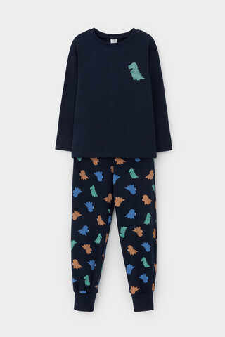 пижама  для мальчика  К 1606/индиго,цветные мини дино