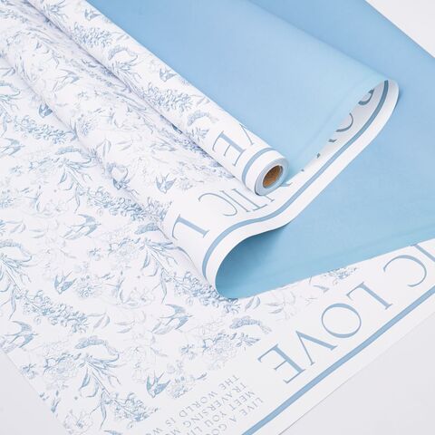 Упаковочная пленка/для цветов, Двухсторонняя матовая, Романтическая любовь, голубая, 65 мкм, 0,57*10 м