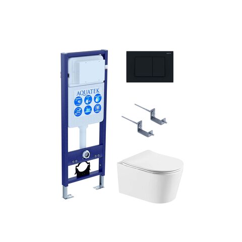 Aquatek SET Aquatek ОБЕРОН T-012 4в1 SET Aquatek ОБЕРОН T-012 4в1 (рама INS-0000017 +крепеж KKI-0000002+ клавиша KDI-0000012+унитаз AQ1365T-00 ОБЕРОН с тонким сиденьем soft-close)