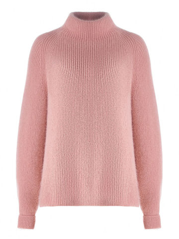 Женский свитер бежево-розового цвета из ангоры - фото 1