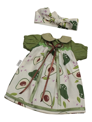 Платье с воротничком - Зеленый/авокадо. Одежда для кукол, пупсов и мягких игрушек.