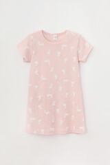 Сорочка  для девочки  К 1156/зайки на бежево-розовом