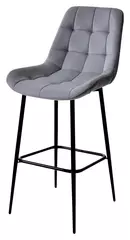 Барный стул ХОФМАН, цвет H-14 Серый, велюр / черный каркас М-City