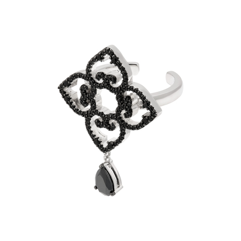 Ring Classic, Blackened, Cubic Zircons