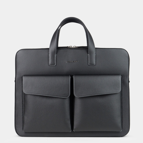 Сумка для ноутбука и документов Bocage Business из кожи теленка, черного цвета