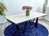 фото 2 Стол RIETI 200 KL-99 Белый мрамор матовый, итальянская керамика / черный каркас, DISAUR на profcook.ru