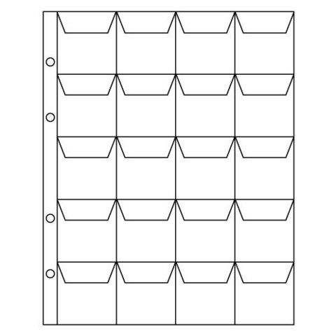 Лист для монет на 20 ячеек. 200 * 250 мм