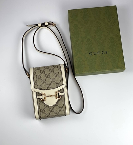 Мини-сумка женская Gucci Horsebit 1955 белый
