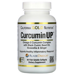 California Gold Nutrition, CurcuminUP, комплекс куркумина и омега-3, помощь при воспалениях, 90 рыбно-желатиновых капсул