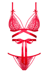 Красный комплект c бантами из 2 частей OBSESSIVE (LOVLEA Set)