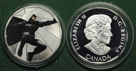 Жетон 10 долларов Канада 2016 "Бэтмен" из серии "Бэтмен против Супермена" копия посеребрение Копия