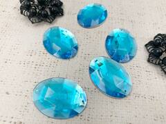 Стразы пришивные акрил, d 4х3 см, голубой