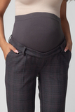 Брюки для беременных 12982 серая клетка полоска