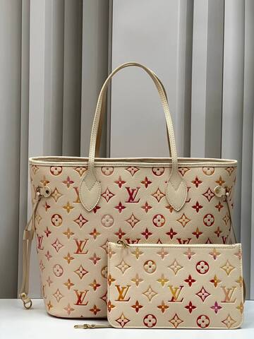 Сумка Louis Vuitton Neverfull MM кремовый/розовый