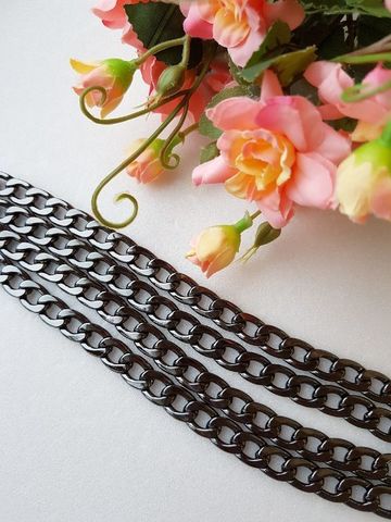 Chain link 9 * 13 mm, length 120 cm, Color: dark nickel