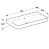 Раковина Geberit Smyle Square: B=90см, T=48см, Отверстие под смеситель=Без, Перелив=На виду, Белый