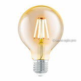 Лампа LED филаментная из стекла янтарного цвета Eglo AMBER LM-LED-E27 4W 320Lm 2200K G80 11556 1