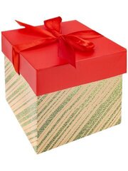 Коробка складная Золотое сияние, розовая, 22х22х22 см, с лентой