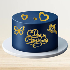 Акриловый набор «С днём рождения», с сердцами и бабочками, цвет золото