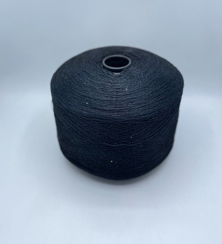 Бобинная пряжа (пр.Италия),Linette Pailletes, 450/100гр, 80% Лен, 20% Полиэстер(пайетка), цвет-Черный+пайетка. арт.36734