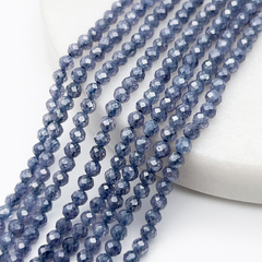 Фианит кракле бусины (кубический цирконий), цвет иолит, размер около 3 мм, цена за нить 38 см