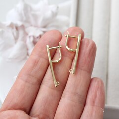 Швензы удлинённые Капля 32*5 мм с английским замком, позолота, Ш131