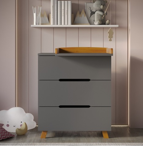 Комод ИНКАНТО Anniken 800/3 МДФ цвет графит/бук