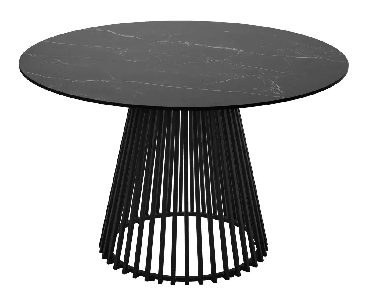 Стол TERNI 120 MATT BLACK MARBLE SOLID CERAMIC Черный мрамор матовый, керамика /Черн.каркас, DISAUR