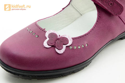 Туфли Тотто из натуральной кожи на липучке для девочек, цвет Лиловый,  10204C. Изображение 13 из 16.