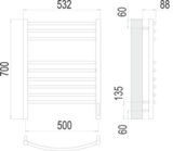 Полотенцесушитель Terminus Классик П9 500х700 электро