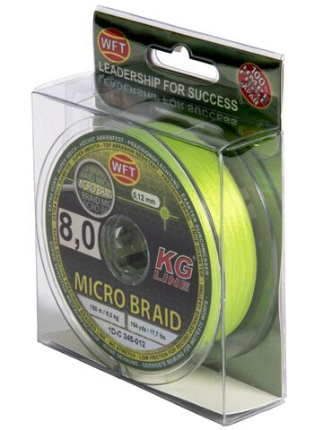 Леска плетёная WFT KG MICRO BRAID Chartreuse 150 м, 0.12 мм