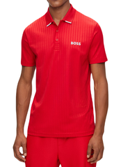 Теннисное поло BOSS Drop-needle Polo Shirt With Contrast Logos - medium red