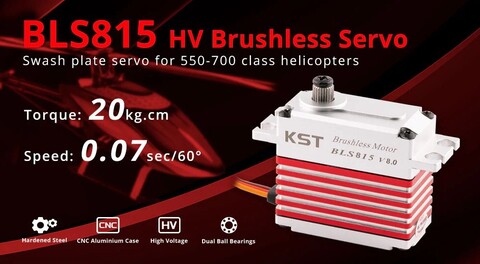 Сервопривод KST BLS815 HV (20 кг/см, 0.07 сек/60°, 73г)