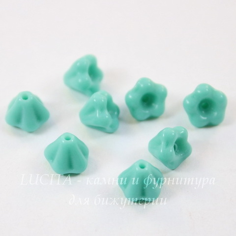 Бусина Bell Shaped Flower Колокольчик, 6х4 мм, зеленая бирюза