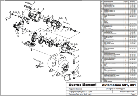 Статор QUATTRO ELEMENTI A801/G801 в корпусе после 1019TK246886 (645-259-126)