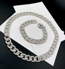 25127- Колье-цепь PAVE CHAINS 12mm из серебра с микроцирконами